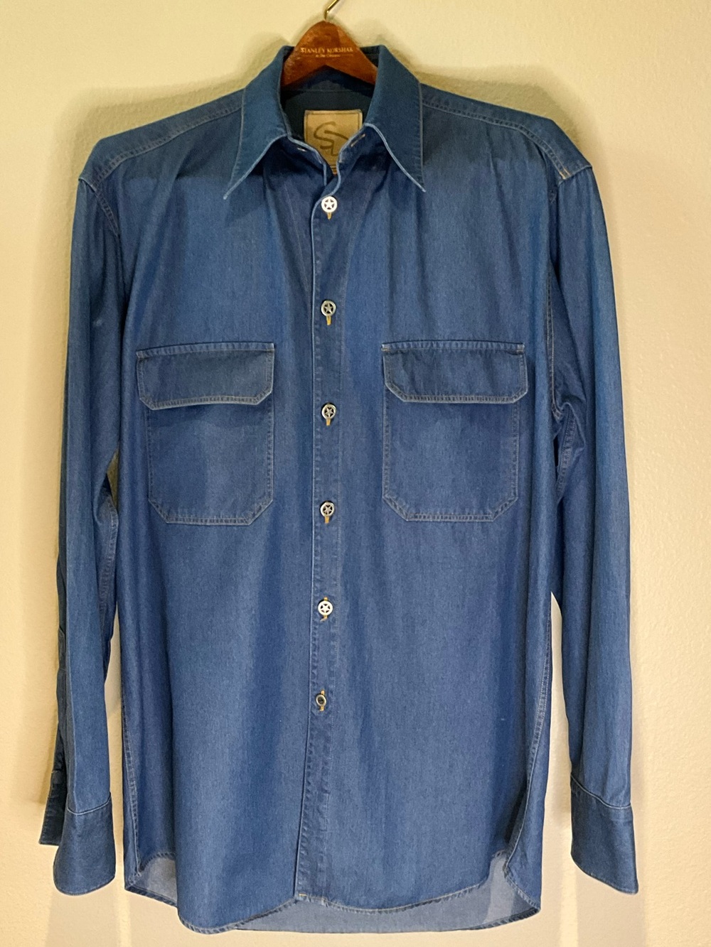Men's Western Denim Button-Up Shirt